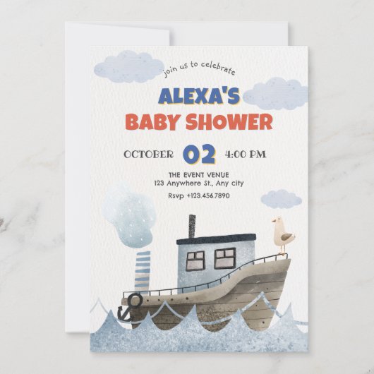 Niedliche Babydusche Einladung (Vorderseite)