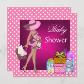 Niedliche Babydusche Einladung Rosa Spot Geschenke (Vorne/Hinten)