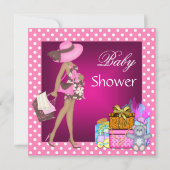 Niedliche Babydusche Einladung Rosa Spot Geschenke (Vorderseite)