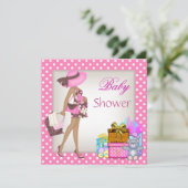 Niedliche Babydusche Einladung Rosa Spot Geschenke (Stehend Vorderseite)