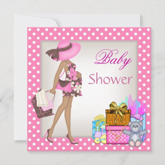 Niedliche Babydusche Einladung Rosa Spot Geschenke (Vorderseite)