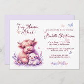 Niedliche Babydusche für die Kuh-Flora Einladung (Vorne/Hinten)