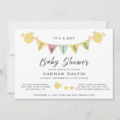 Niedliche Babydusche für zwei Kinder Einladung (Vorderseite)