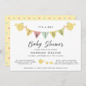 Niedliche Babydusche für zwei Kinder Einladung (Vorne/Hinten)