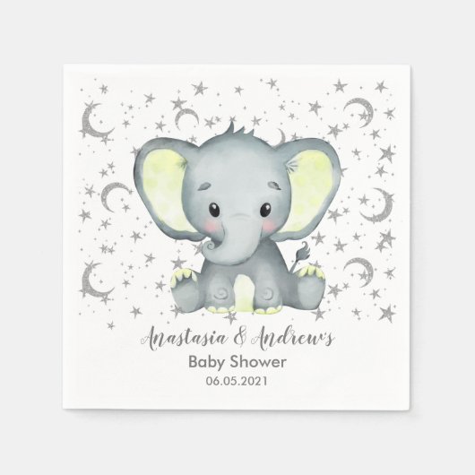 Niedliche Babydusche Gelb Elefant Napkins Serviette (Vorderseite)