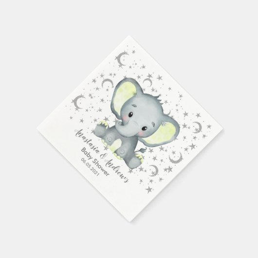 Niedliche Babydusche Gelb Elefant Napkins Serviette (Ecke)