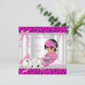 Niedliche Babydusche Girl Pink Leopard Cupcake 2 Einladung (Stehend Vorderseite)