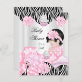 Niedliche Babydusche Girl Pink Zebra Cupcake Einladung (Vorne/Hinten)