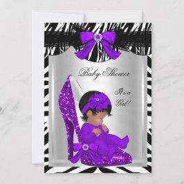 Niedliche Babydusche Girl Zebra Lila Babyschuh 2 Einladung