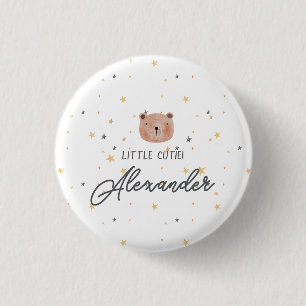 Niedliche Babydusche in Weiß und Braun Button