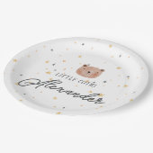 Niedliche Babydusche in Weiß und Braun Pappteller (Schrägansicht)