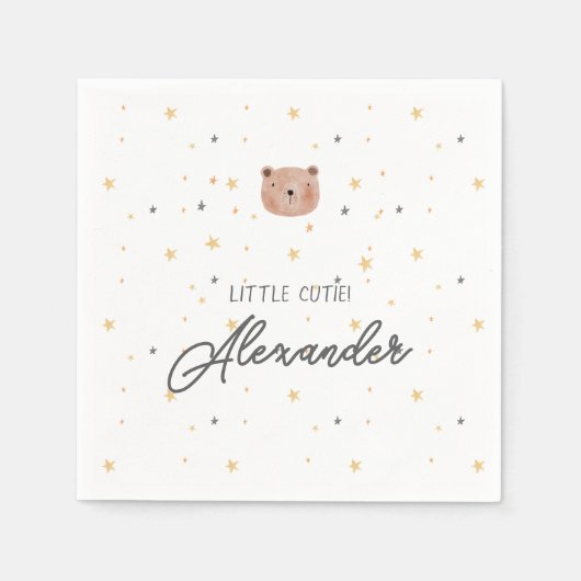 Niedliche Babydusche in Weiß und Braun Serviette (Vorderseite)