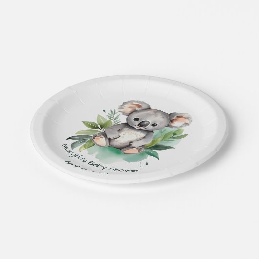 Niedliche Babydusche Koala Pappteller (Schrägansicht)
