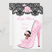 Niedliche Babydusche Mädchen Pink Kinderschuh Schn Einladung (Vorne/Hinten)