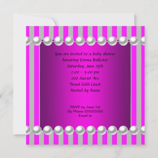 Niedliche Babydusche Mädchen Pink Strip cupcake Einladung (Rückseite)