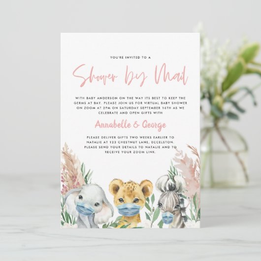 Niedliche Babydusche mit E-Mail Covimmaske rosa (Stehend Vorderseite)