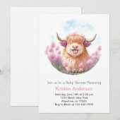 Niedliche Babydusche mit Highland Cow Editable Pin Einladung (Vorne/Hinten)