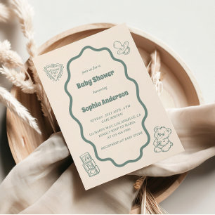 Niedliche Babydusche mit Klassik & Fun Design Einladung