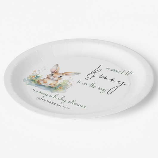 Niedliche Babydusche Pappteller (Schrägansicht)