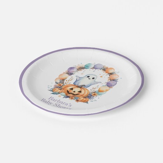 Niedliche Babydusche Pappteller (Schrägansicht)