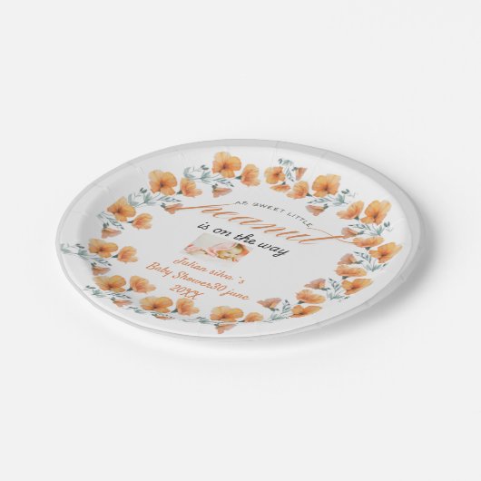 niedliche Babydusche Pappteller (Schrägansicht)