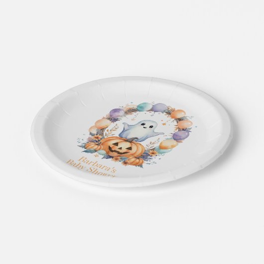 Niedliche Babydusche Pappteller (Schrägansicht)