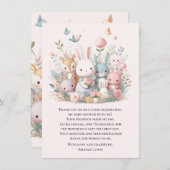 Niedliche Babydusche Pastel Whimsy Tiere Dankeskarte (Vorne/Hinten)