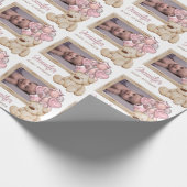 Niedliche Babydusche Rosa Ballon Custom Foto & Nam Geschenkpapier (Ecke)