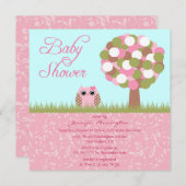 Niedliche Babyduschen-Rosaeulen-Baum-Party Einladung (Vorne/Hinten)