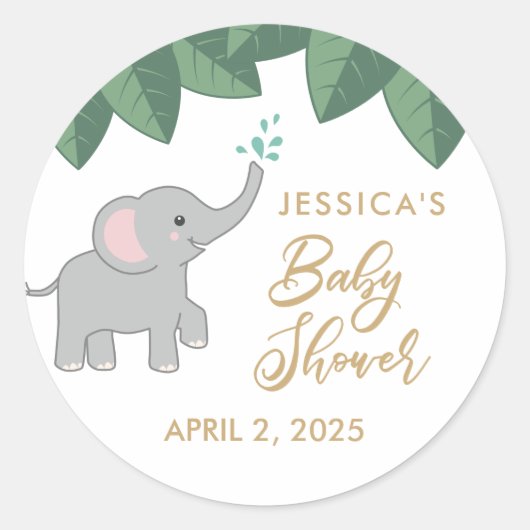 Niedliche Babyelefantendusche bevorzugt Aufkleber (Vorderseite)