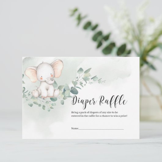 Niedliche Babyelefantengrün verlasst Windelraffine Begleitkarte (Stehend Vorderseite)