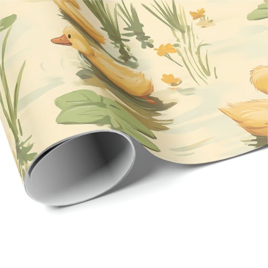 Niedliche Babyenten auf einem Teich Geschenkpapier (Rolleneckpunkt)