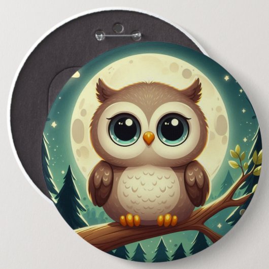 Niedliche Babyeule nachts mit Mond Button (Vorne & Hinten)