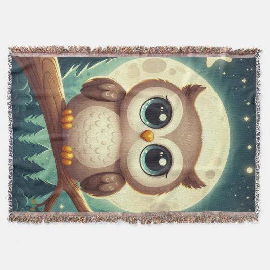 Niedliche Babyeule nachts mit Mond Decke (Vorderseite)