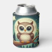 Niedliche Babyeule nachts mit Mond Dosenkühler (Kanne Vorderseite)