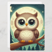 Niedliche Babyeule nachts mit Mond Feiertagskarte (Vorne/Hinten)