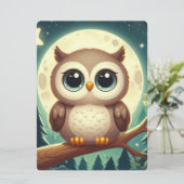 Niedliche Babyeule nachts mit Mond Feiertagskarte (Stehend Vorderseite)