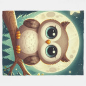 Niedliche Babyeule nachts mit Mond Fleecedecke (Vorderseite (Horizontal))