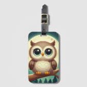 Niedliche Babyeule nachts mit Mond Gepäckanhänger (Vorderseite Vertikal)