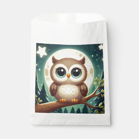 Niedliche Babyeule nachts mit Mond Geschenktütchen (Vorderseite)