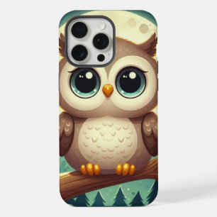 Niedliche Babyeule nachts mit Mond iPhone 15 Pro Max Hülle