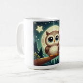 Niedliche Babyeule nachts mit Mond Kaffeetasse (Vorderseite Links)
