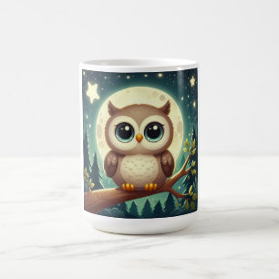 Niedliche Babyeule nachts mit Mond Kaffeetasse
