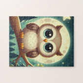 Niedliche Babyeule nachts mit Mond Puzzle (Horizontal)