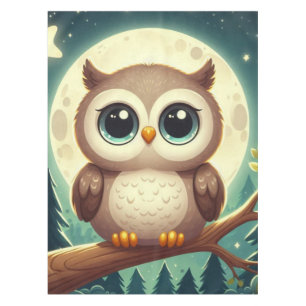 Niedliche Babyeule nachts mit Mond Tischdecke