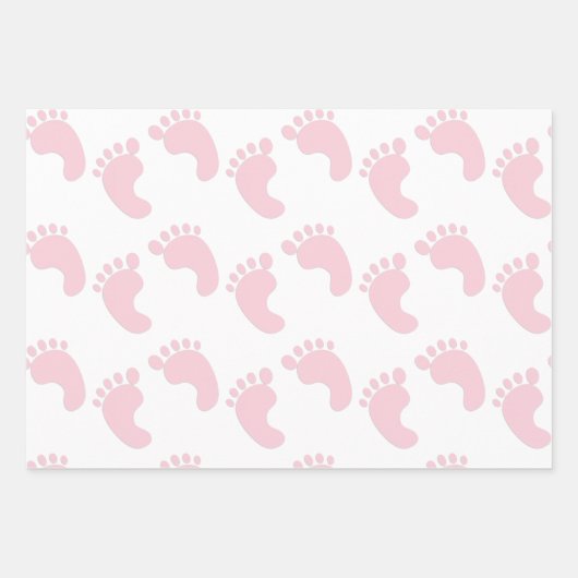 Niedliche Babyfußabzüge Pink Girl Theme Geschenkpapier Set (Vorderseite)
