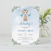 Niedliche Babygiraffe Eukalyptus-Babydusche Einladung (Stehend Vorderseite)