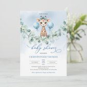 Niedliche Babygiraffe Eukalyptus-Babydusche Einladung (Stehend Vorderseite)