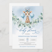 Niedliche Babygiraffe Eukalyptus-Babydusche Einladung (Vorne/Hinten)