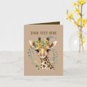 Niedliche Babygiraffe fügt Text zu jedem Zweck hin Karte (Gelbe Blume)